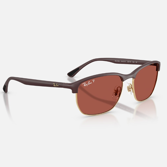Ray Ban Men Square Frame Matte Sand Violet Sunglasses