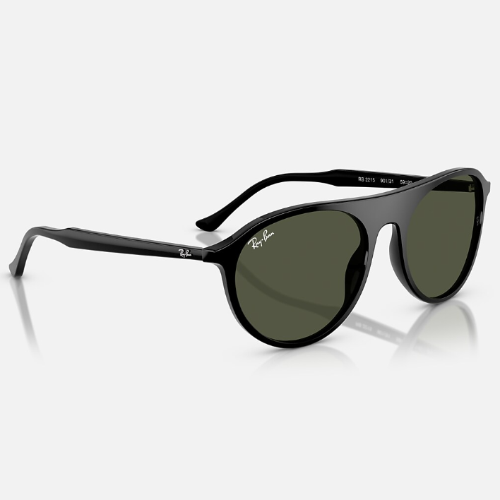 Ray Ban Men Square Frame Leather Black Sunglasses