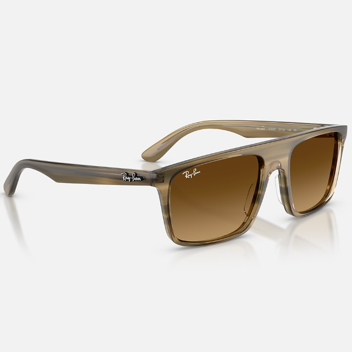 Ray Ban Women Square Frame Polished Striped Green Sunglasses