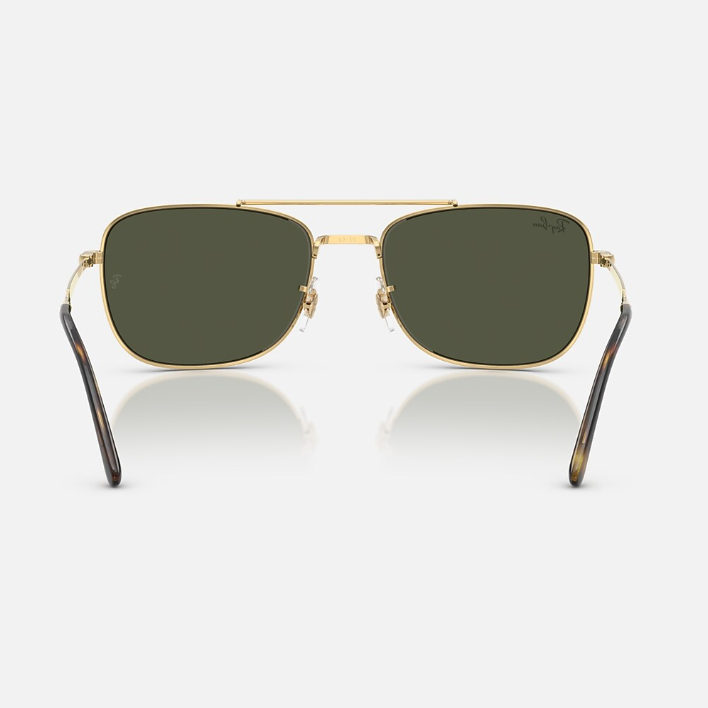 Ray Ban Men Rectangle Frame Shimmer Gold Sunglasses