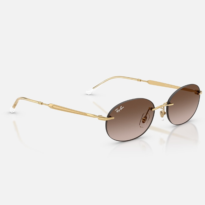 Ray Ban Men Oval Frame Glitter Gold Sunglasses