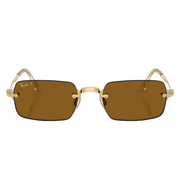 Ray Ban Women Rectangle Frame Polished Arista Gold Sunglasses