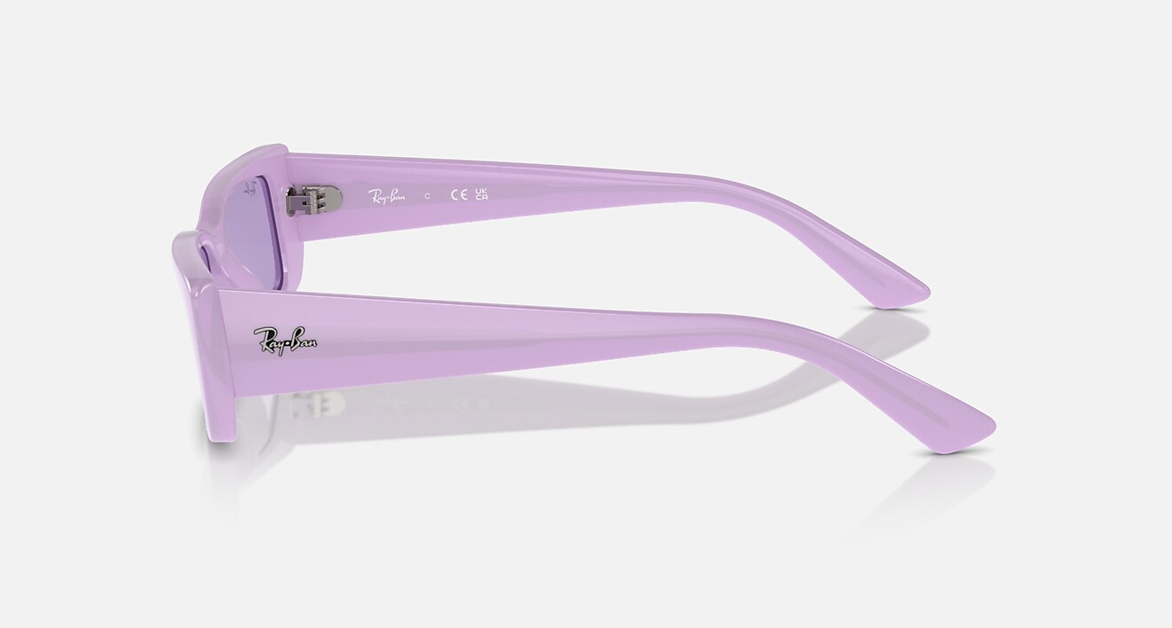 Ray Ban Men Rectangle Frame Polished Lilac Sunglasses