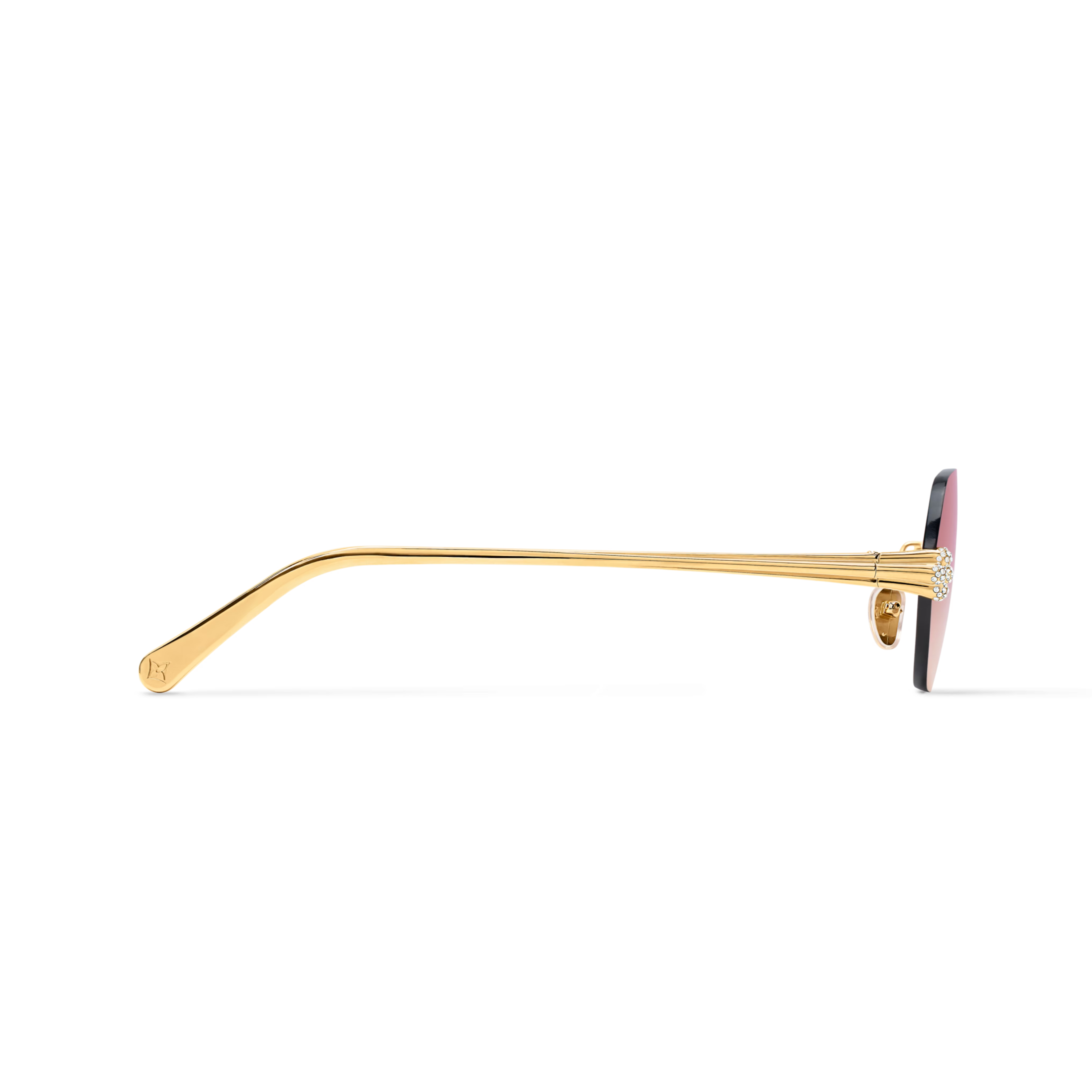 Louis Vuitton Women Rectangular Frame Shiny Gold Sunglasses
