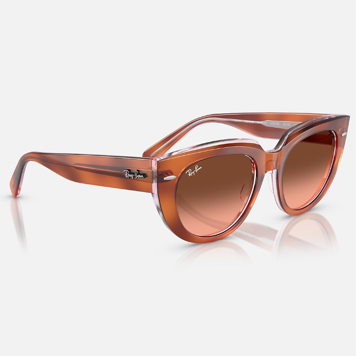 Ray Ban Women Square Frame Polished Red Havana Sunglasses
