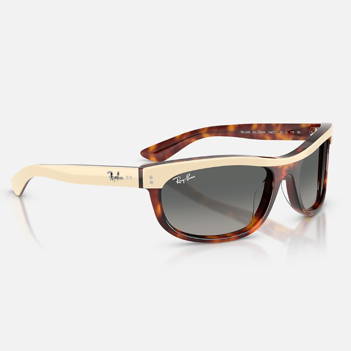Ray Ban Women Rectangle Frame Polished Beige Havana Sunglasses