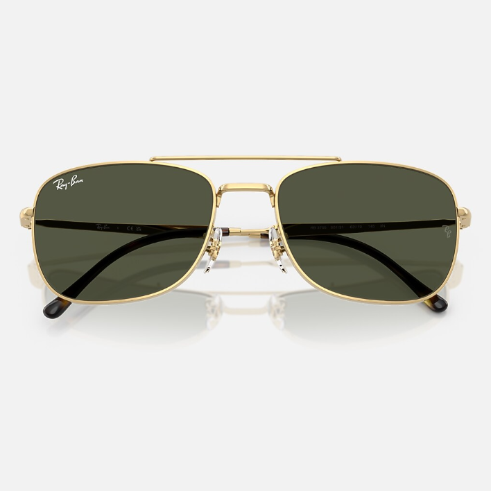 Ray Ban Men Rectangle Frame Shimmer Gold Sunglasses