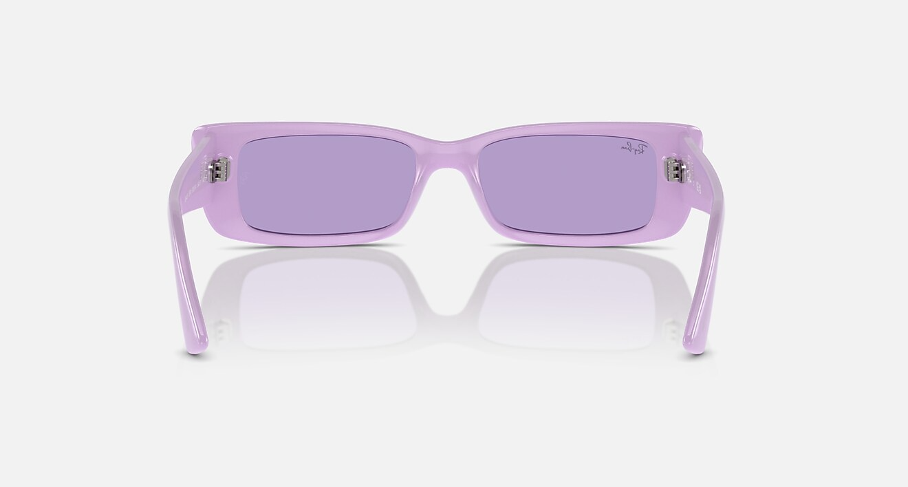Ray Ban Men Rectangle Frame Polished Lilac Sunglasses