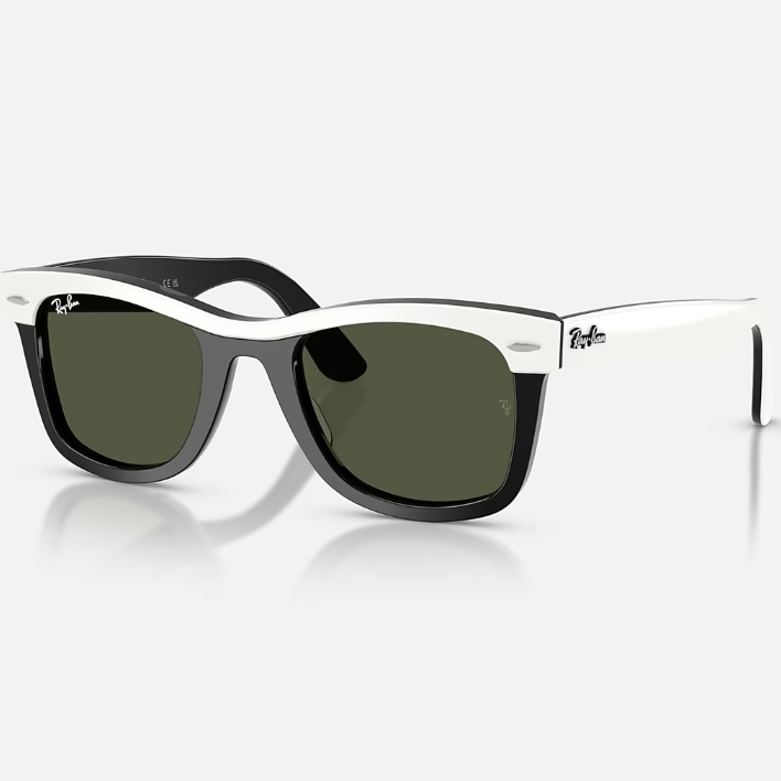 Ray Ban Women Square Polished White On Black Sunglasses