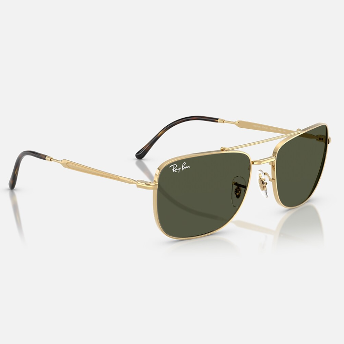Ray Ban Men Rectangle Frame Shimmer Gold Sunglasses