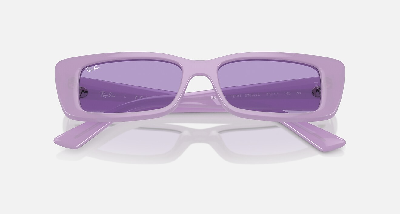 Ray Ban Men Rectangle Frame Polished Lilac Sunglasses