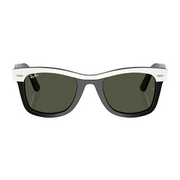 Ray Ban Women Square Polished White On Black Sunglasses