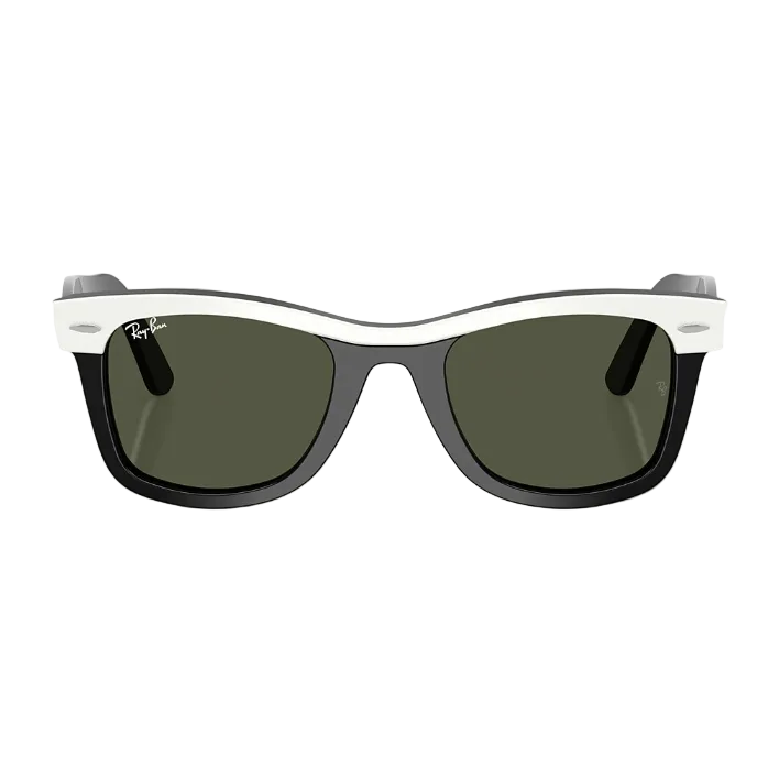 Ray Ban Women Square Polished White On Black Sunglasses
