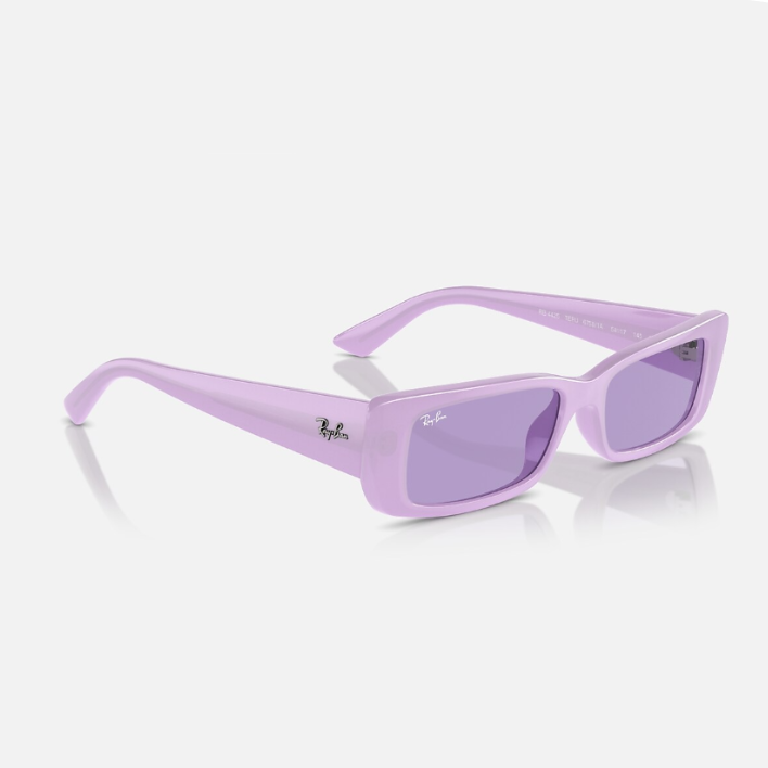 Ray Ban Men Rectangle Frame Polished Lilac Sunglasses