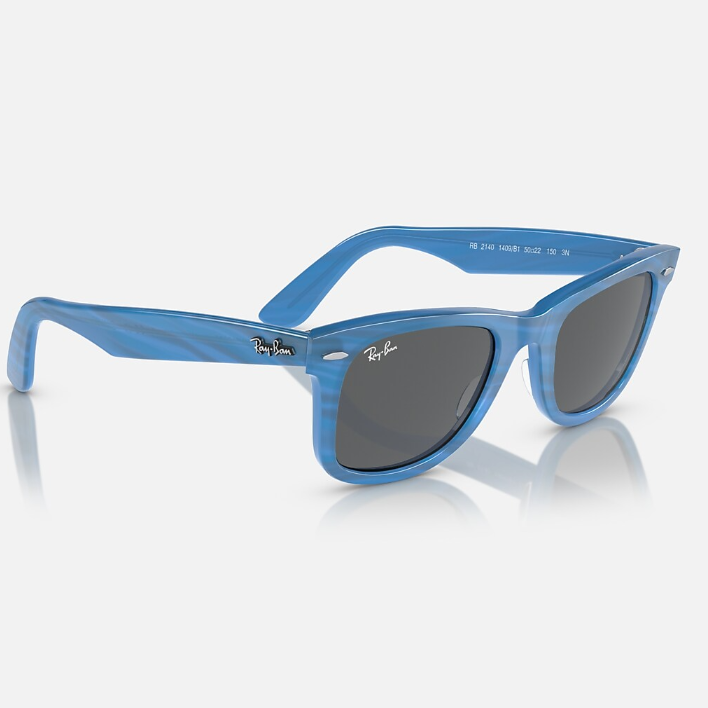 Ray Ban Women Square Frame Polished Photo Striped Blue Sunglasses