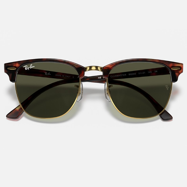 Ray Ban Men Square Frame Polished Tortoise Sunglasses