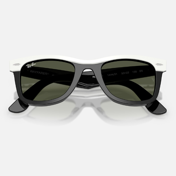 Ray Ban Women Square Polished White On Black Sunglasses