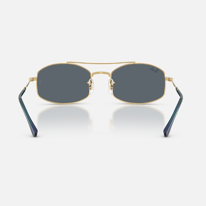 Ray Ban Men Oval Frame Electric Gold Sunglasses