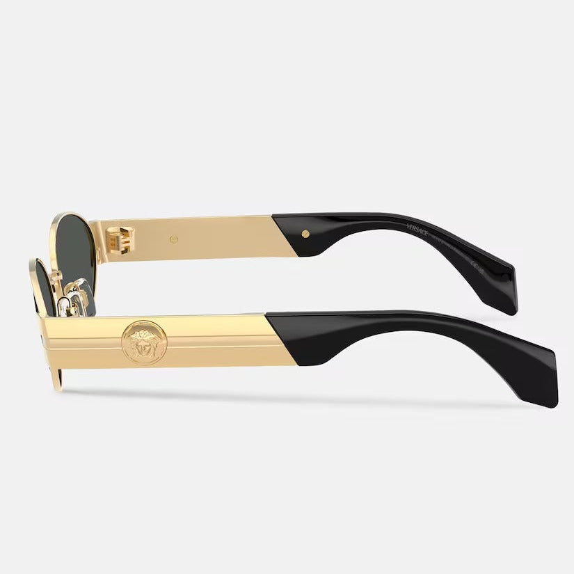 Versace Women Oval Frame Shiny Gold Sunglasses