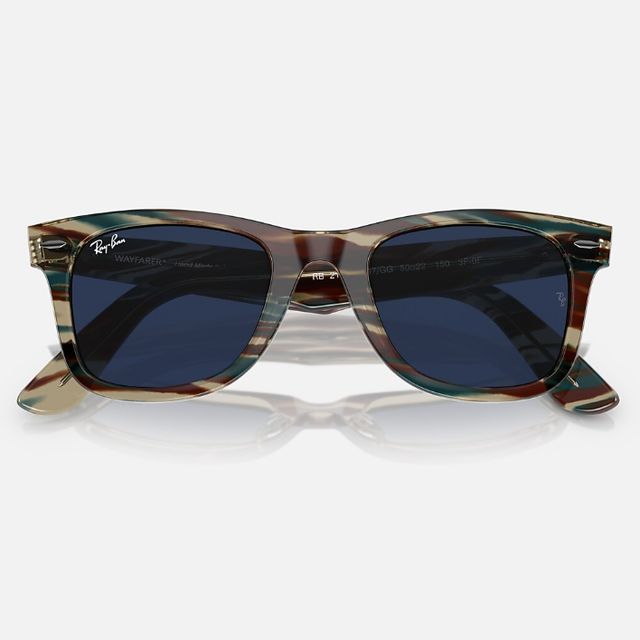 Ray Ban Women Square Frame Polished Photo Striped Grey Sunglasses