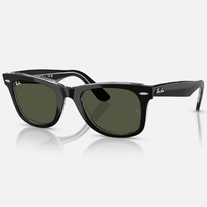 Ray Ban Men Square Frame Polished Black Sunglasses