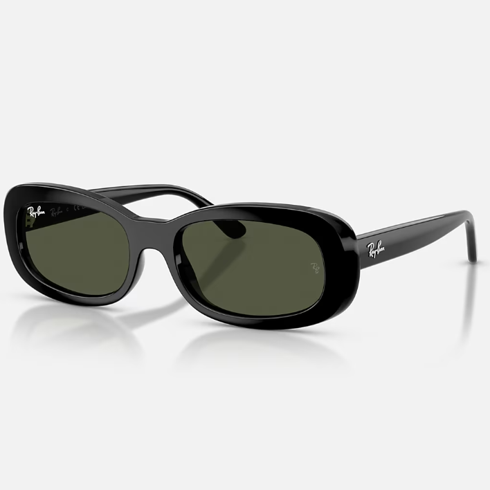 Ray Ban Women Oval Frame Vintage Black Sunglasses