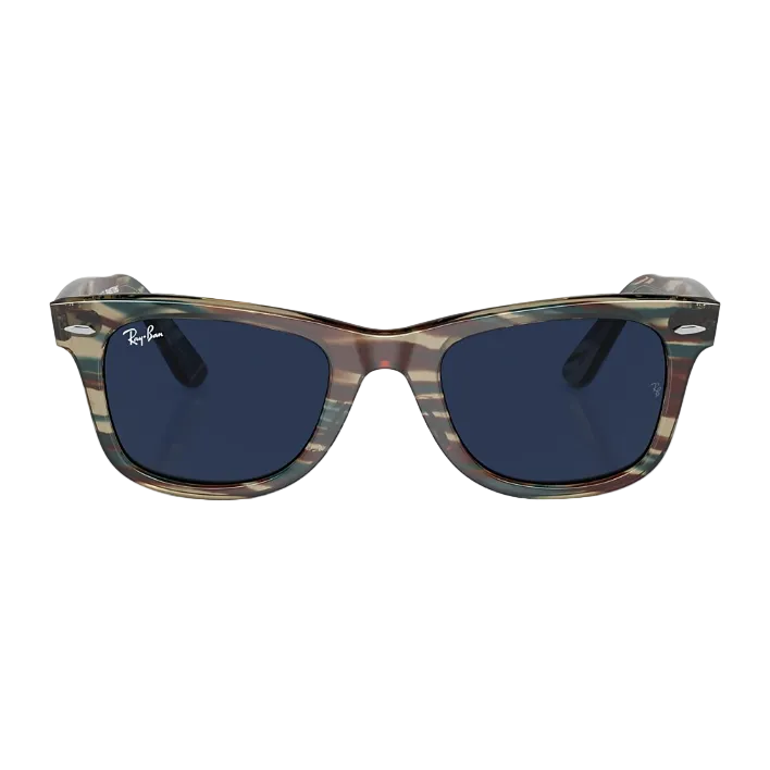 Ray Ban Women Square Frame Polished Photo Striped Grey Sunglasses