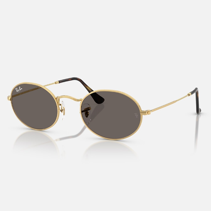 Ray Ban Men Oval Frame Golden Tan Sunglasses