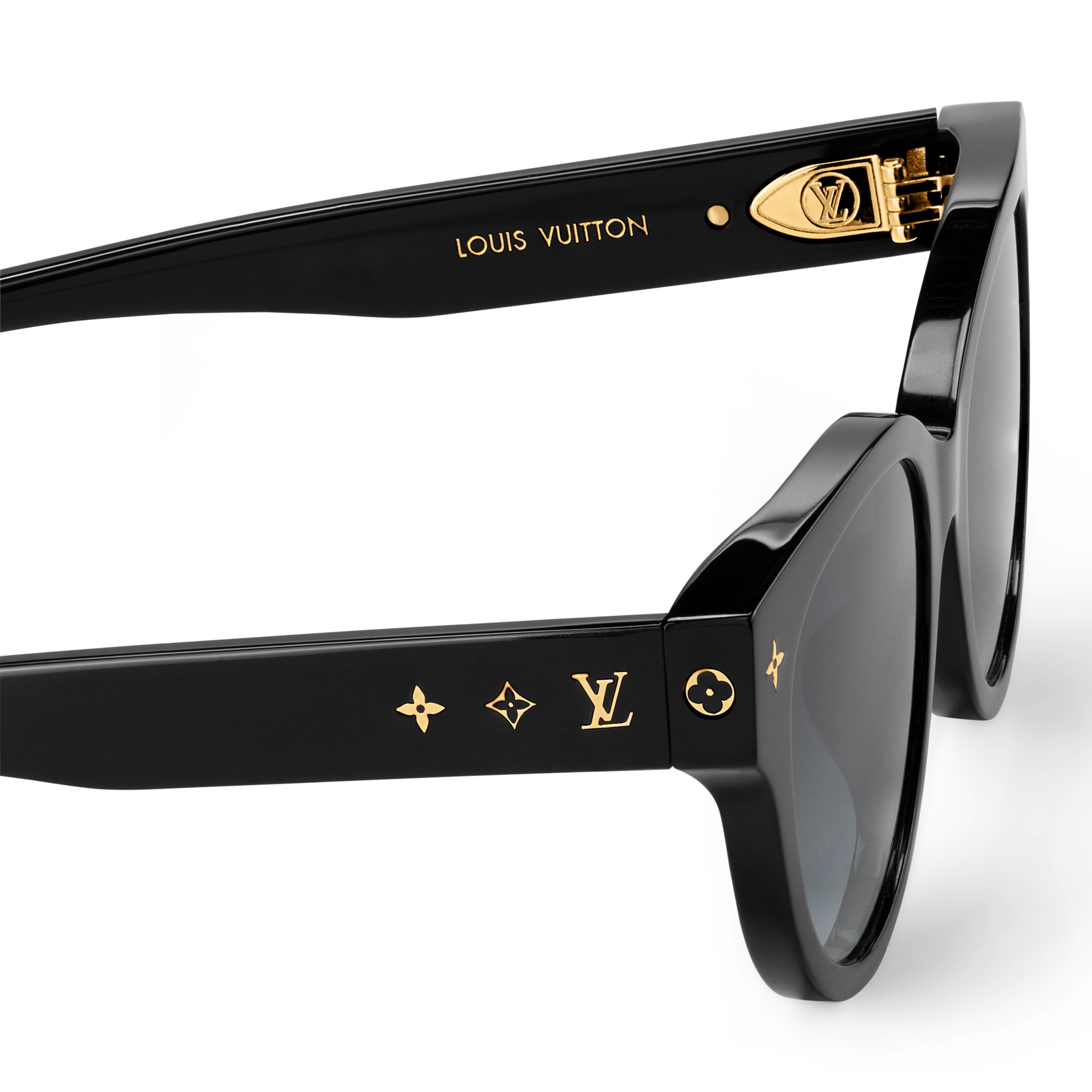 Louis Vuitton Women Round Frame Ash Black Sunglasses