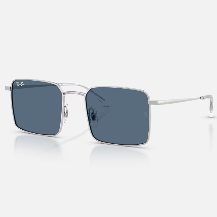 Ray Ban Men Square Frame Matte Silver Sunglasses