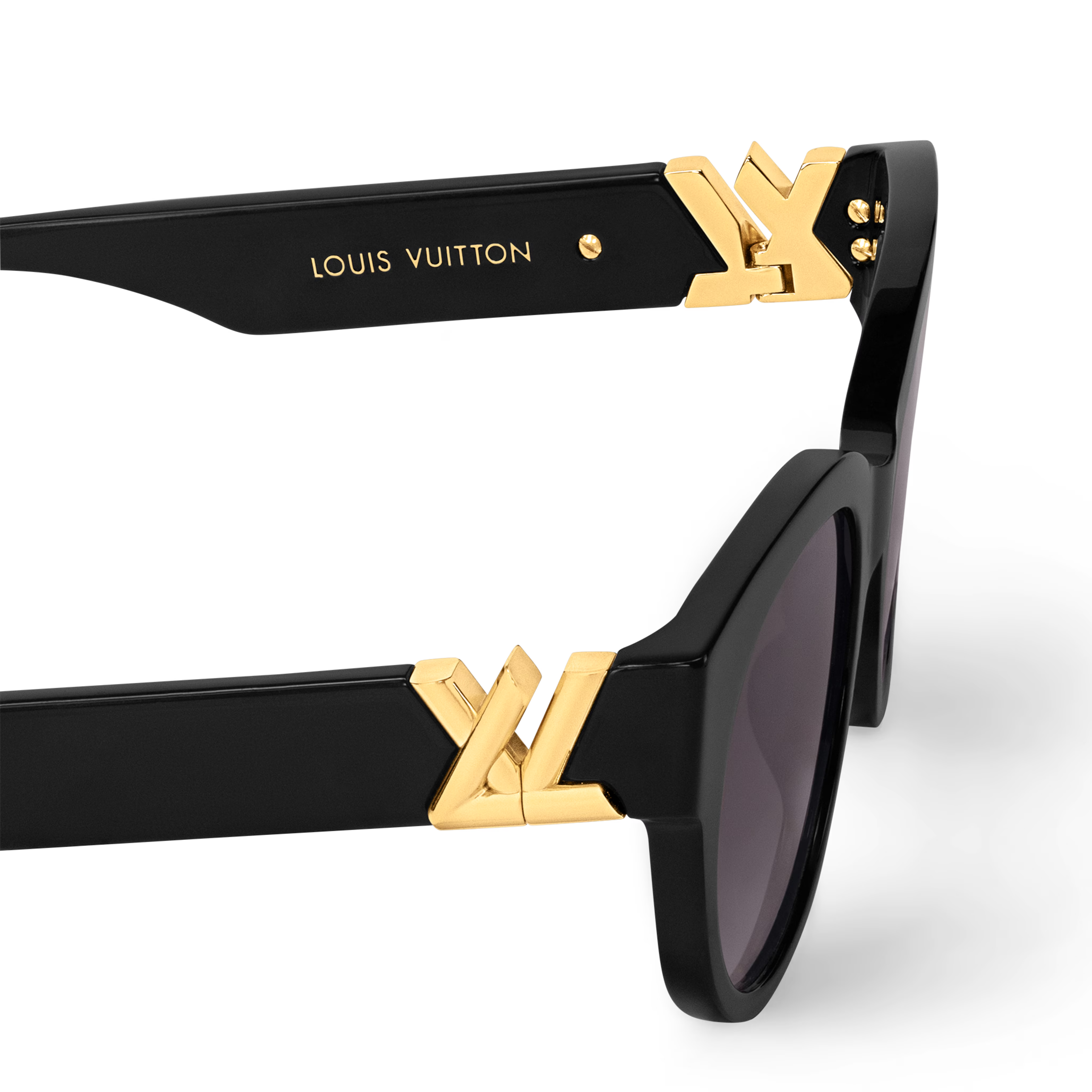 Louis Vuitton Women Round Frame Jet Black Sunglasses
