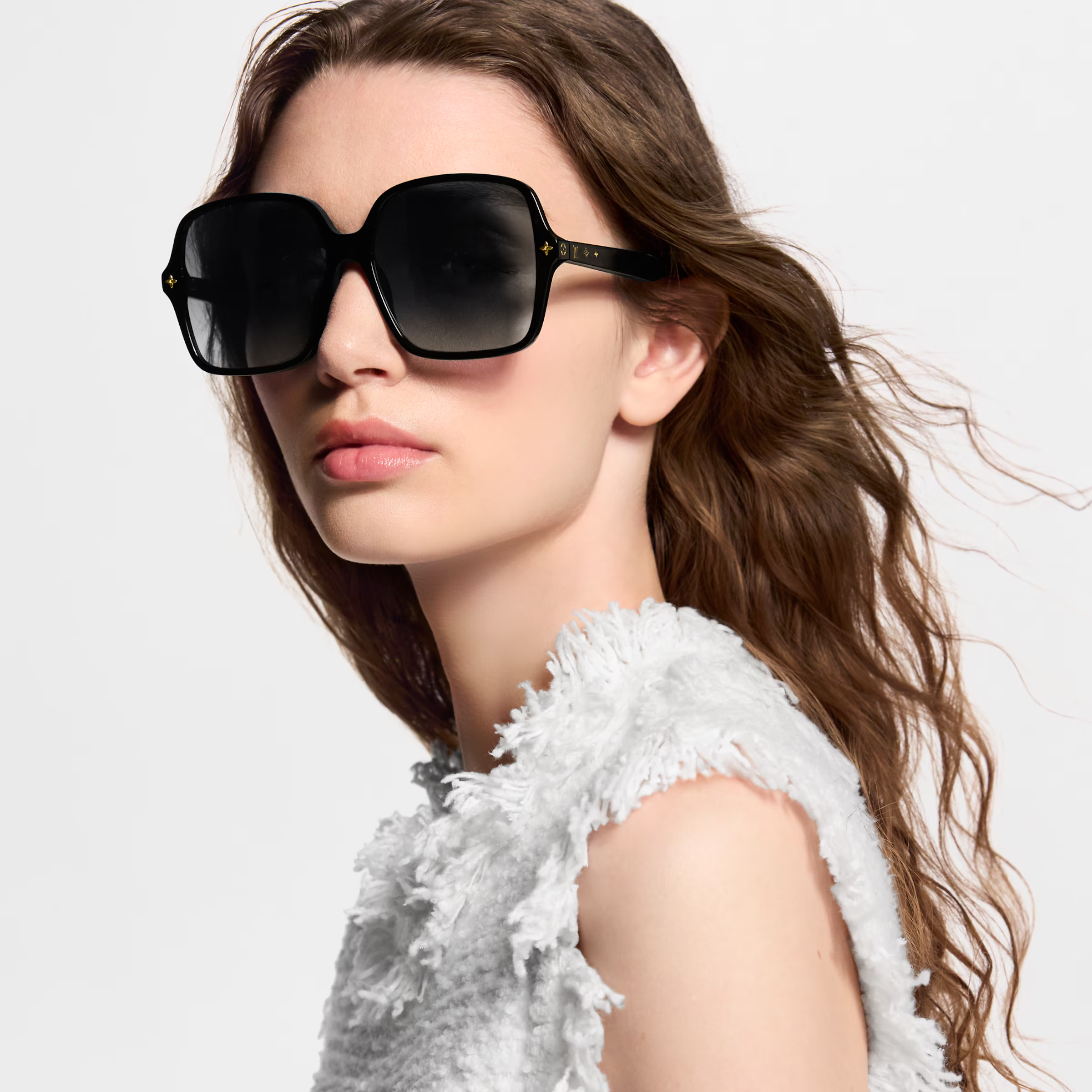 Louis Vuitton Women Square  Frame Matte Black Sunglasses