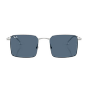 Ray Ban Men Square Frame Matte Silver Sunglasses