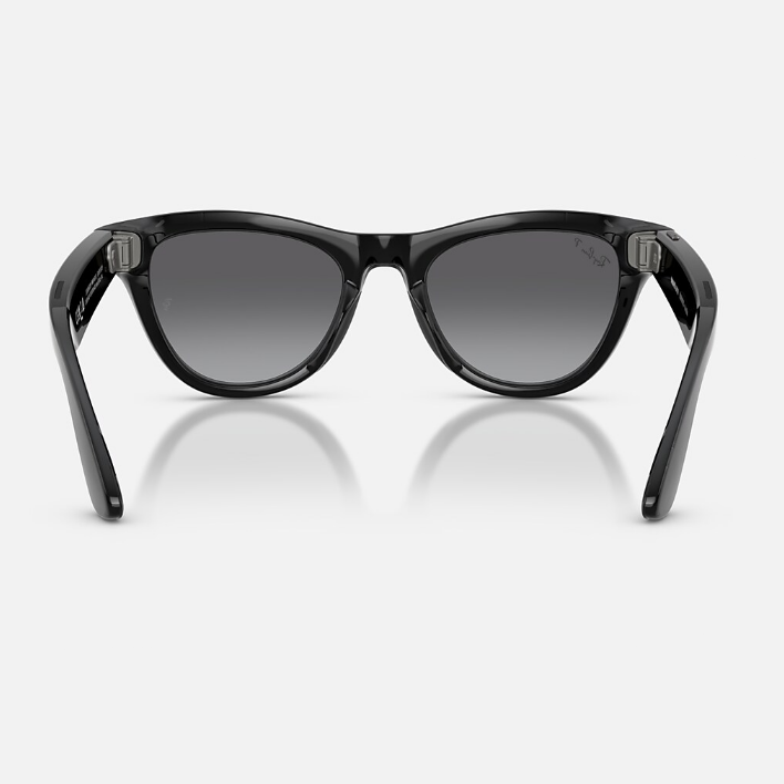 Ray Ban Men Cat Eye Frame Shiny Smoky Black Sunglasses