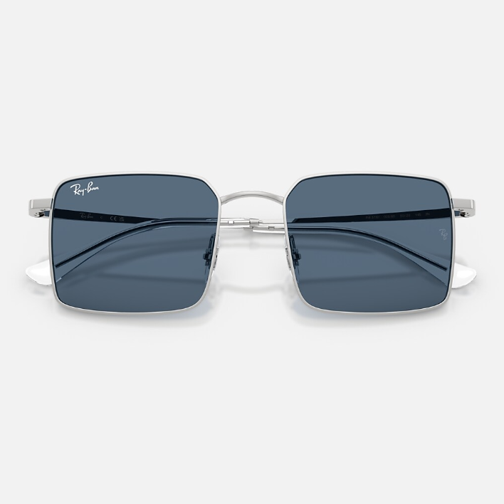 Ray Ban Men Square Frame Matte Silver Sunglasses