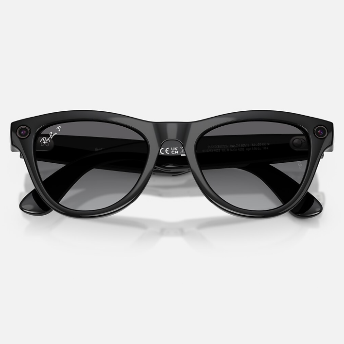Ray Ban Men Cat Eye Frame Shiny Smoky Black Sunglasses