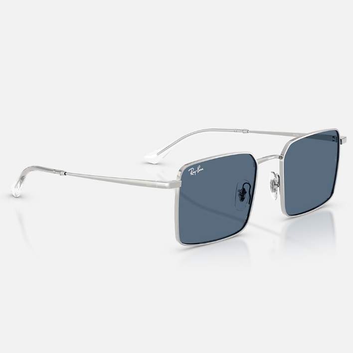 Ray Ban Men Square Frame Matte Silver Sunglasses