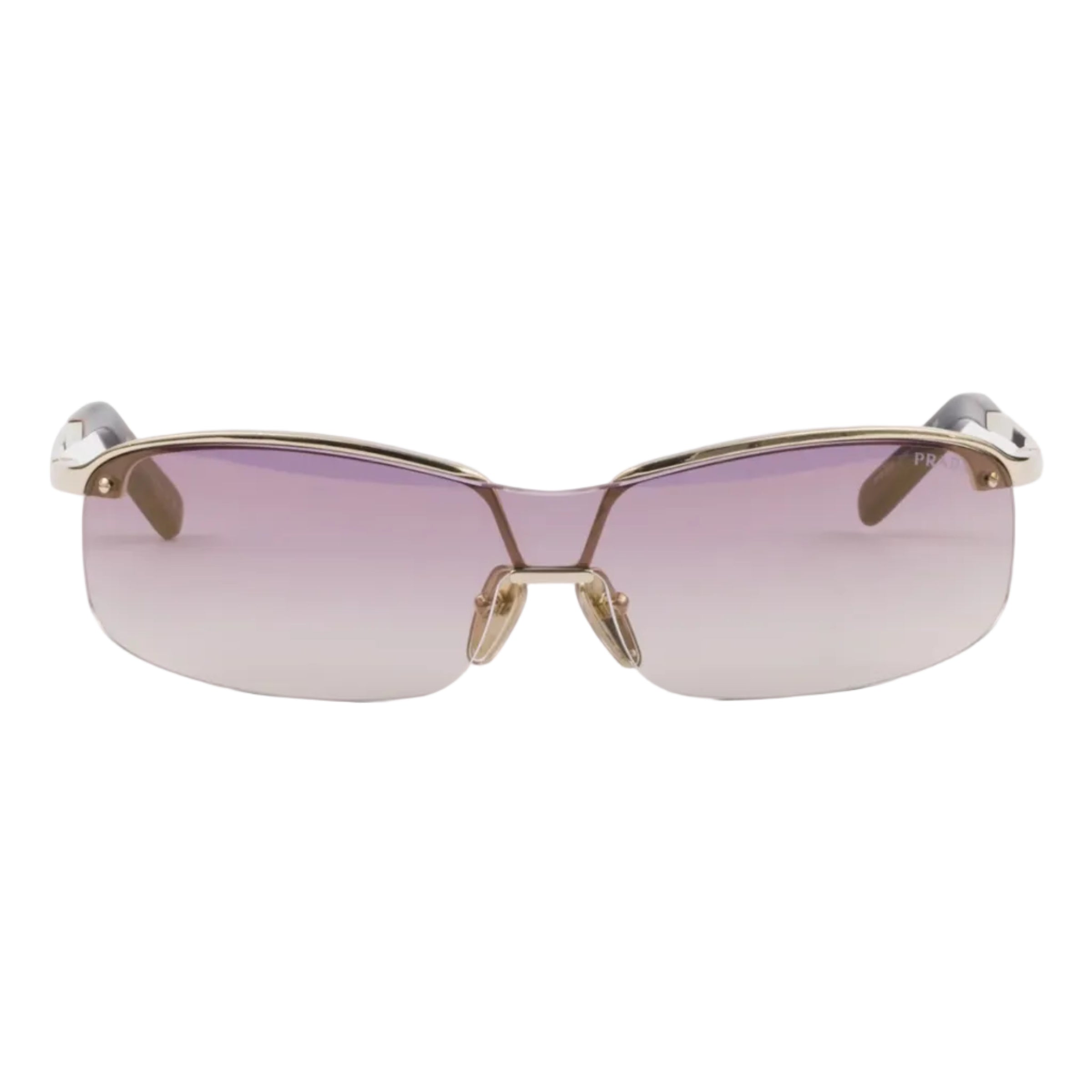Prada Women Wraparound Frame Pale Gold Sunglasses