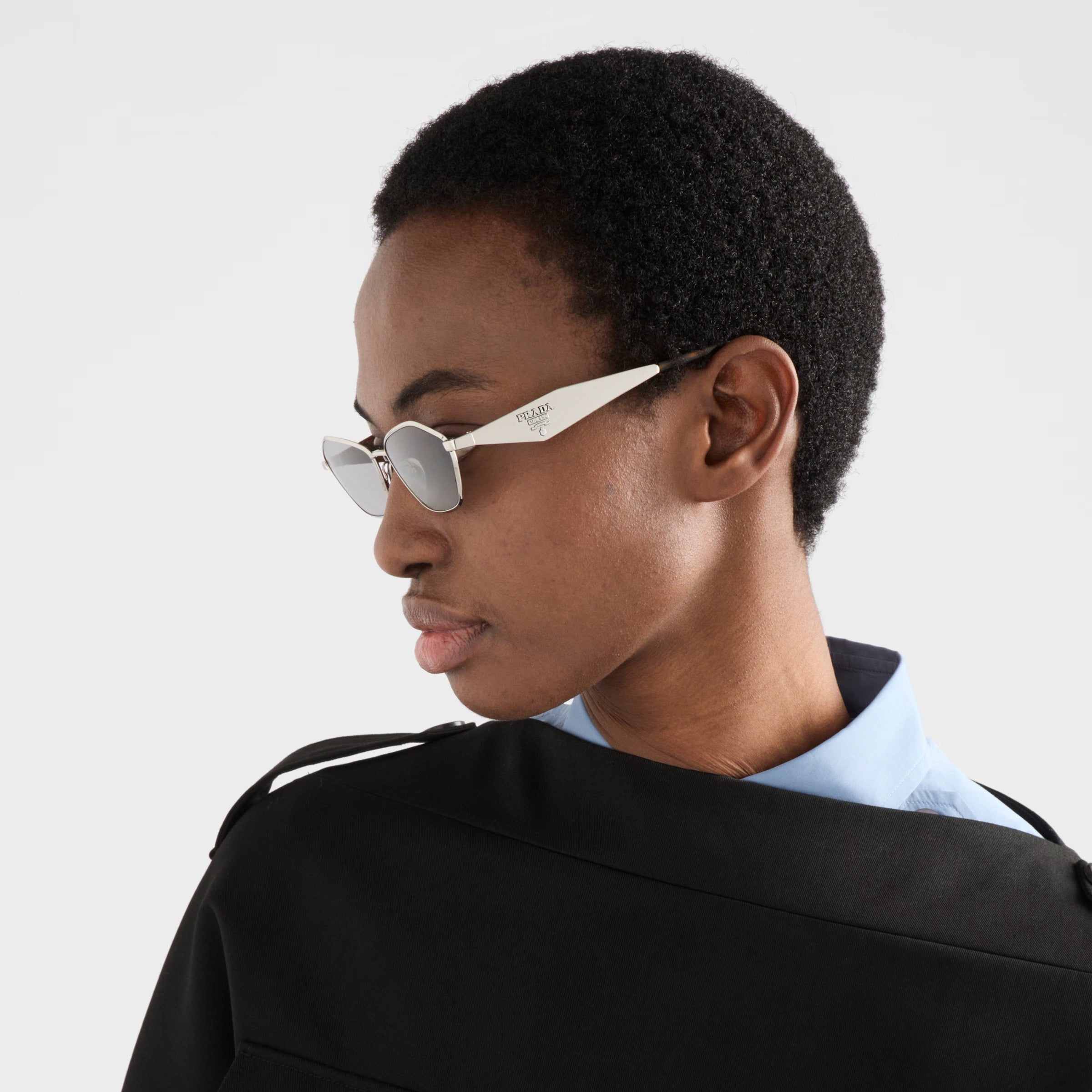 Prada Women Irregular Frame Silver Sunglasses