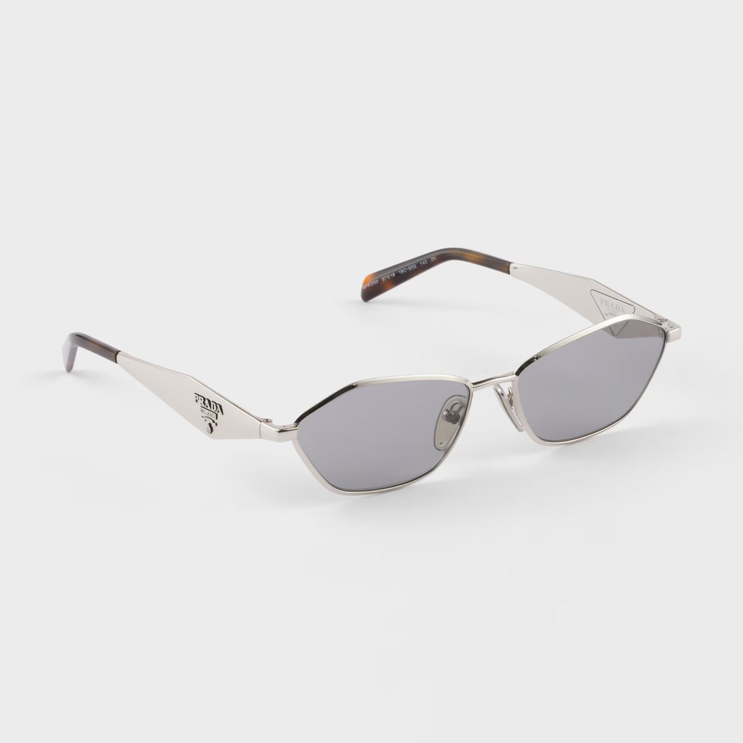 Prada Women Irregular Frame Silver Sunglasses