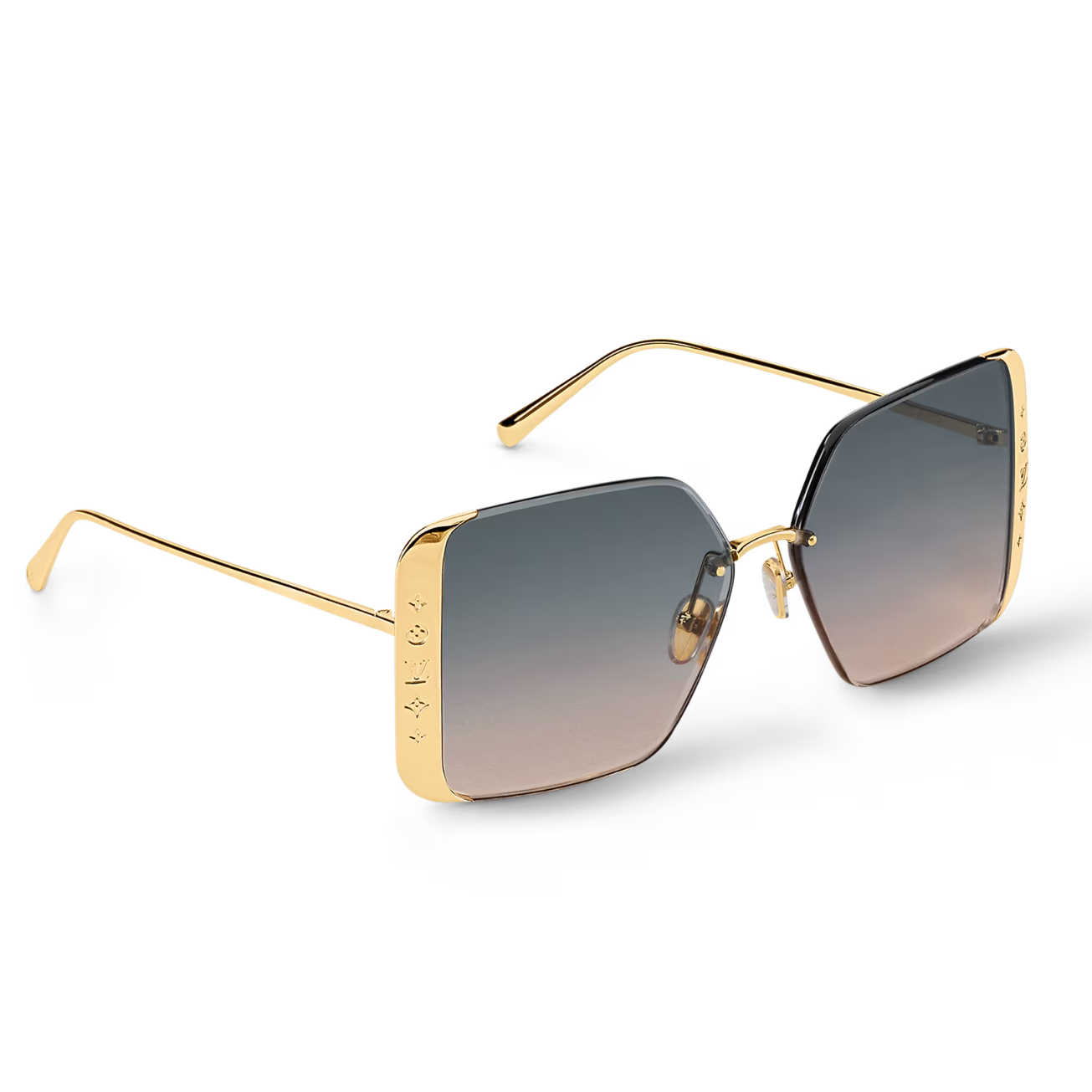 Louis Vuitton Women Square Frame Satin Gold Sunglasses