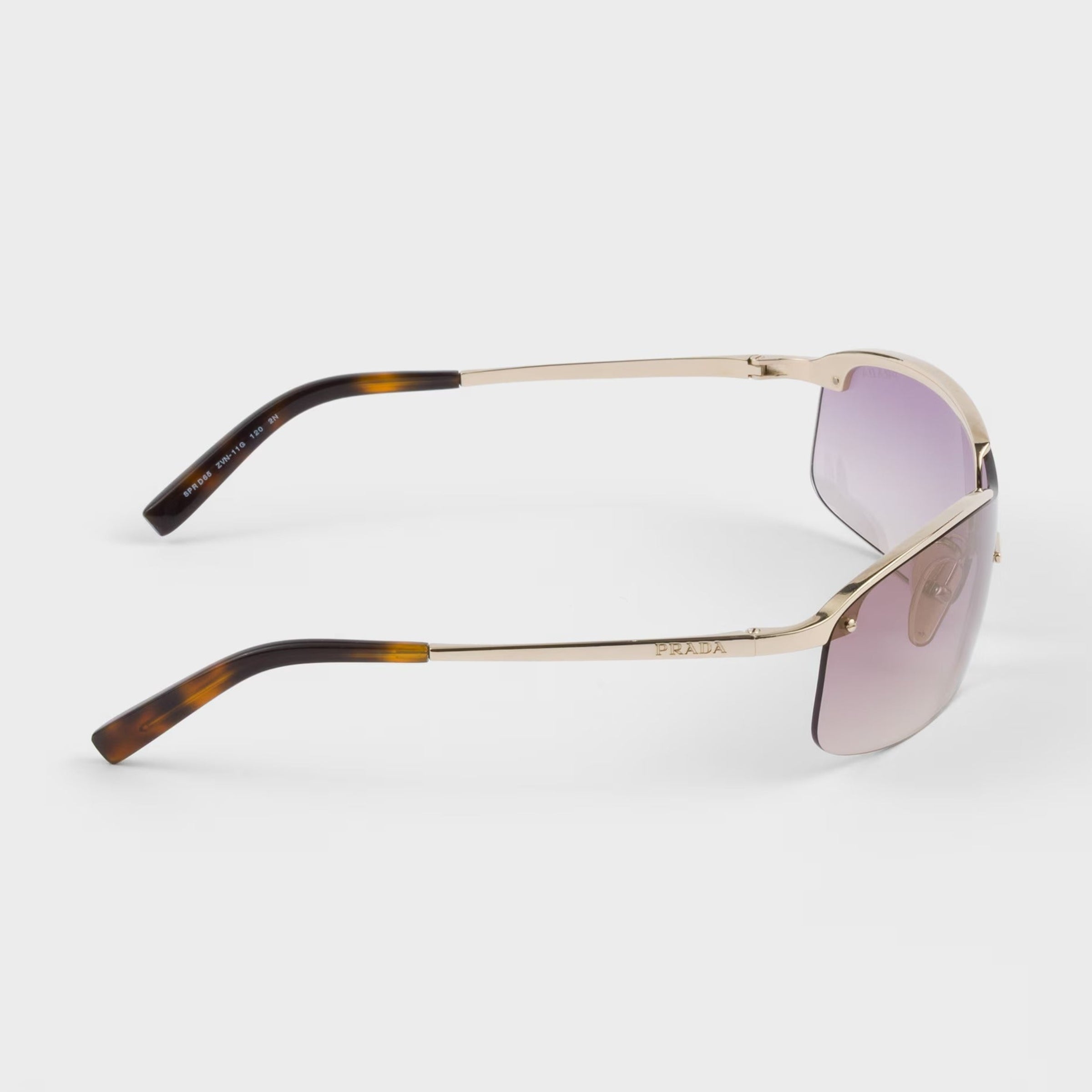 Prada Women Wraparound Frame Pale Gold Sunglasses