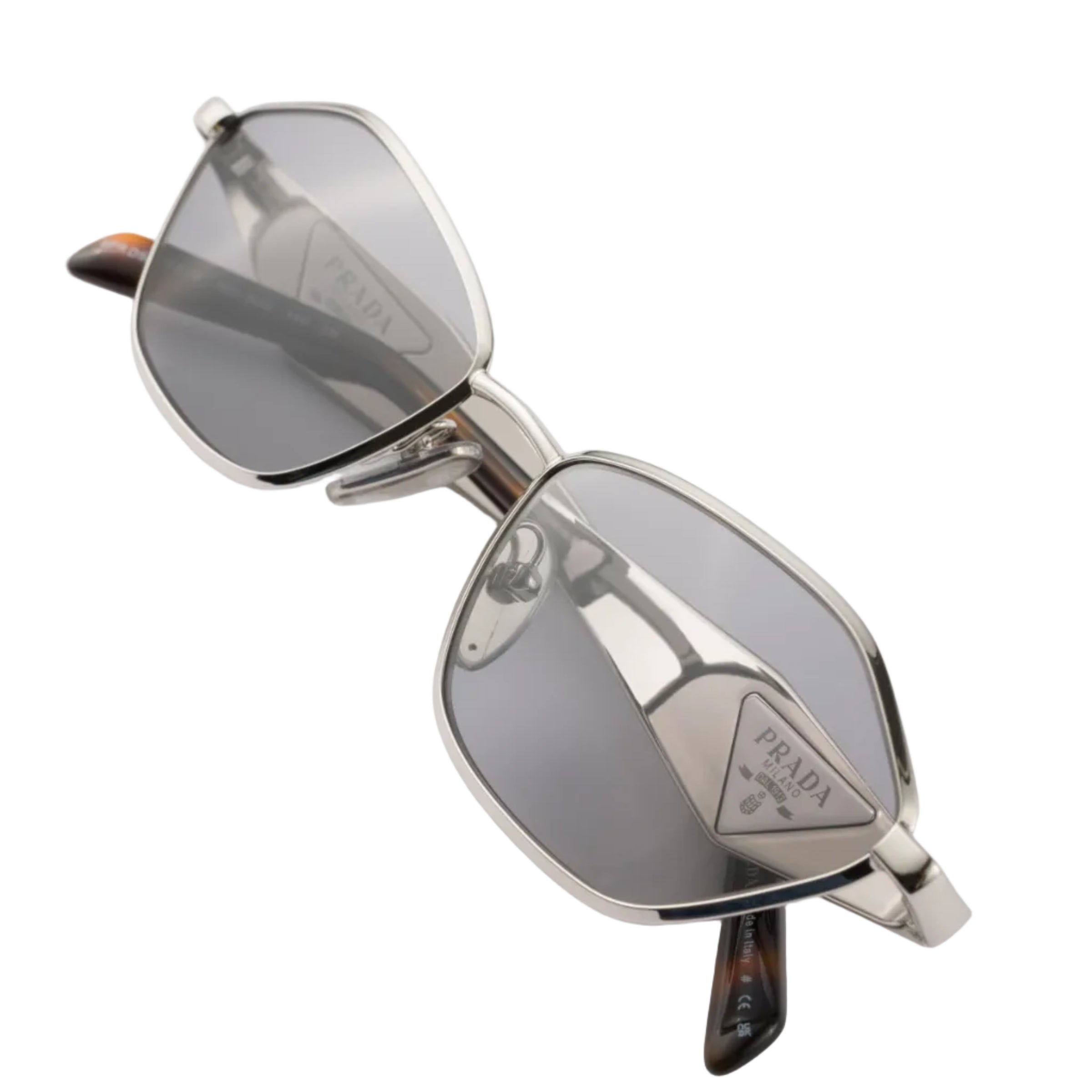 Prada Women Irregular Frame Silver Sunglasses