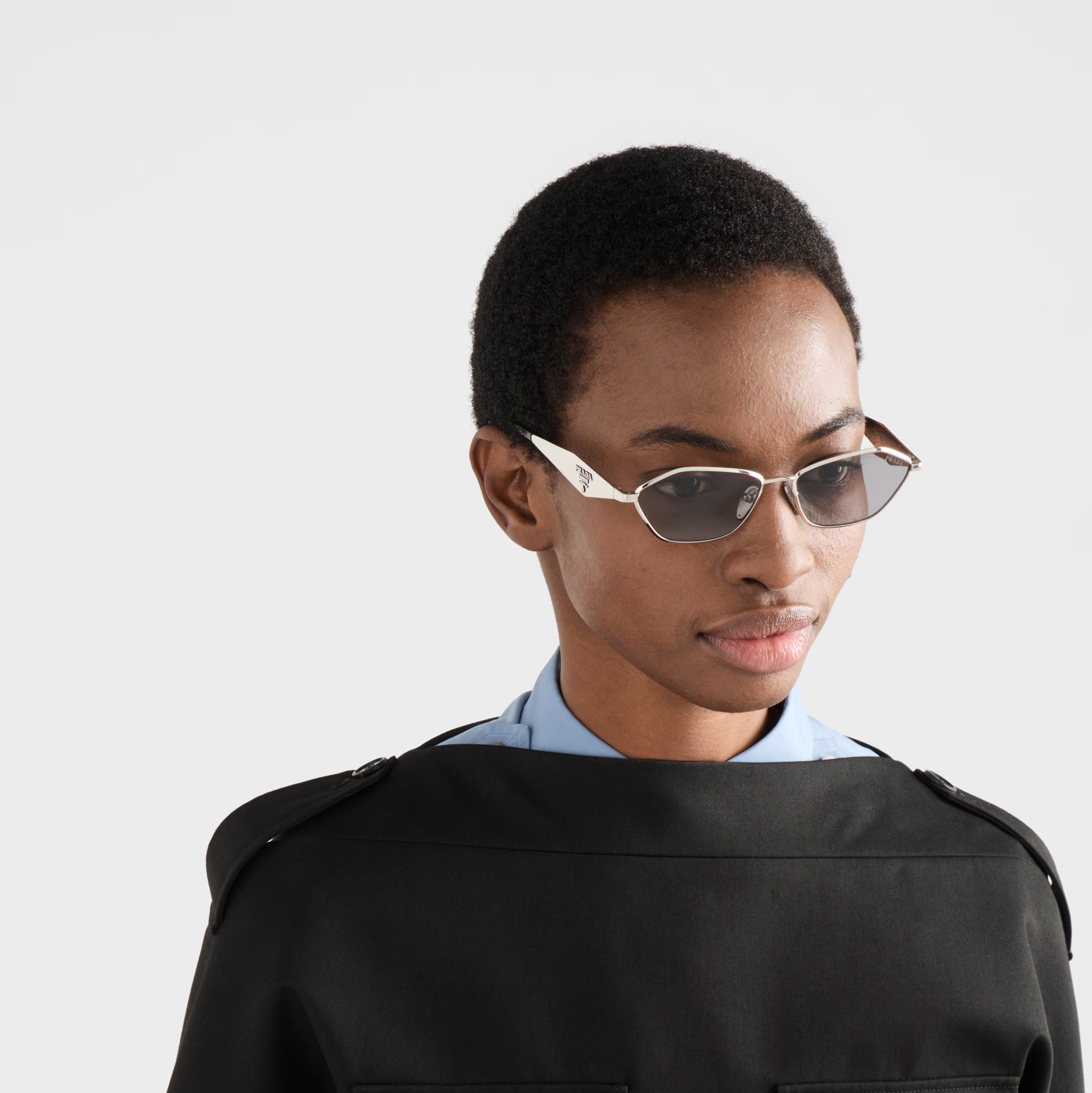 Prada Women Irregular Frame Silver Sunglasses