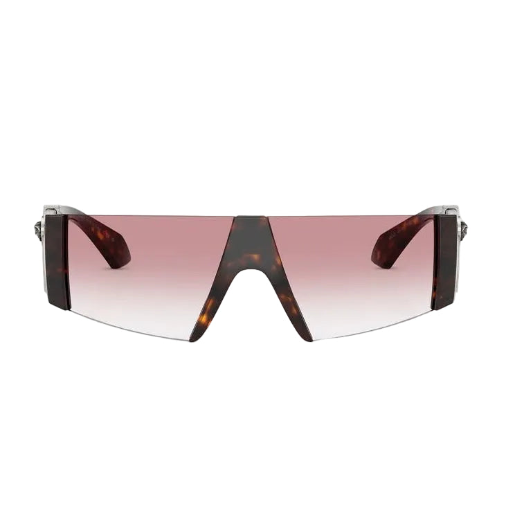 Versace Women Rectangular Frame Shiny Black Sunglasses