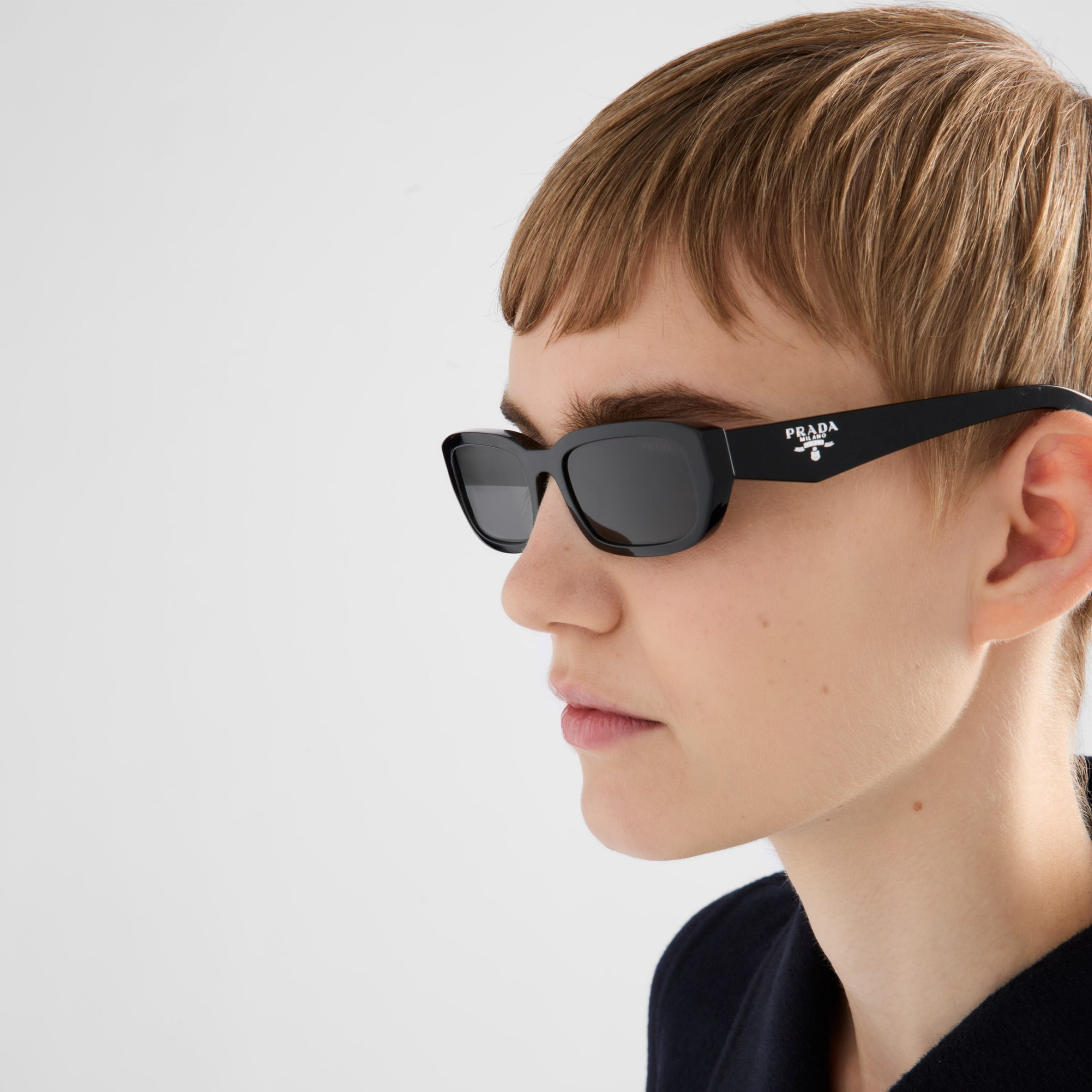 Prada Women Rectangular Frame Void Black Sunglasses