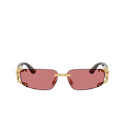Versace Men Rectangular Rimless Frame Havana Sunglasses