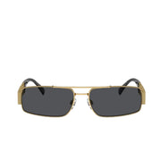 Versace Men Rectangular Frame Natural Gold Sunglasses