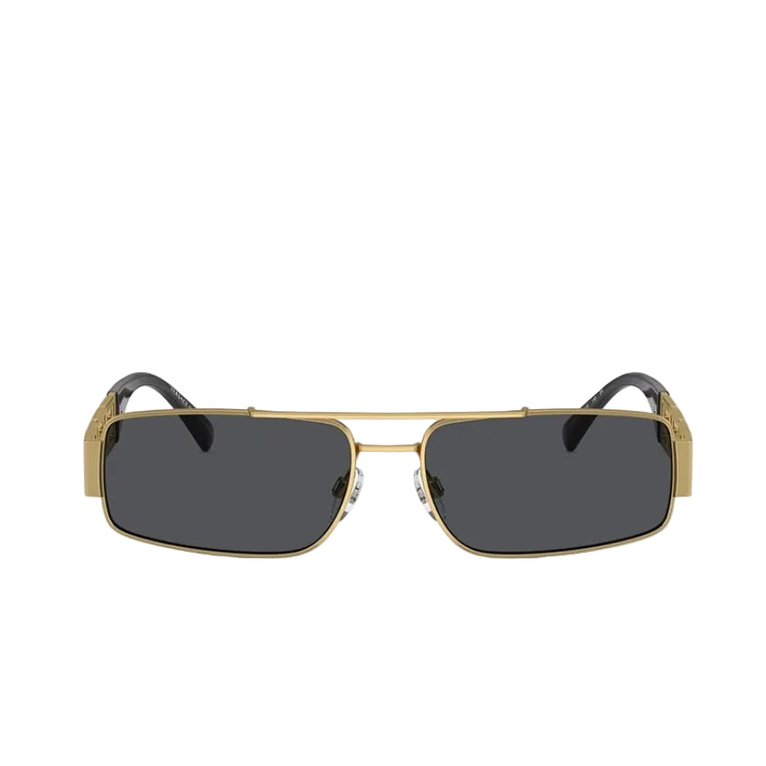 Versace Men Rectangular Frame Natural Gold Sunglasses