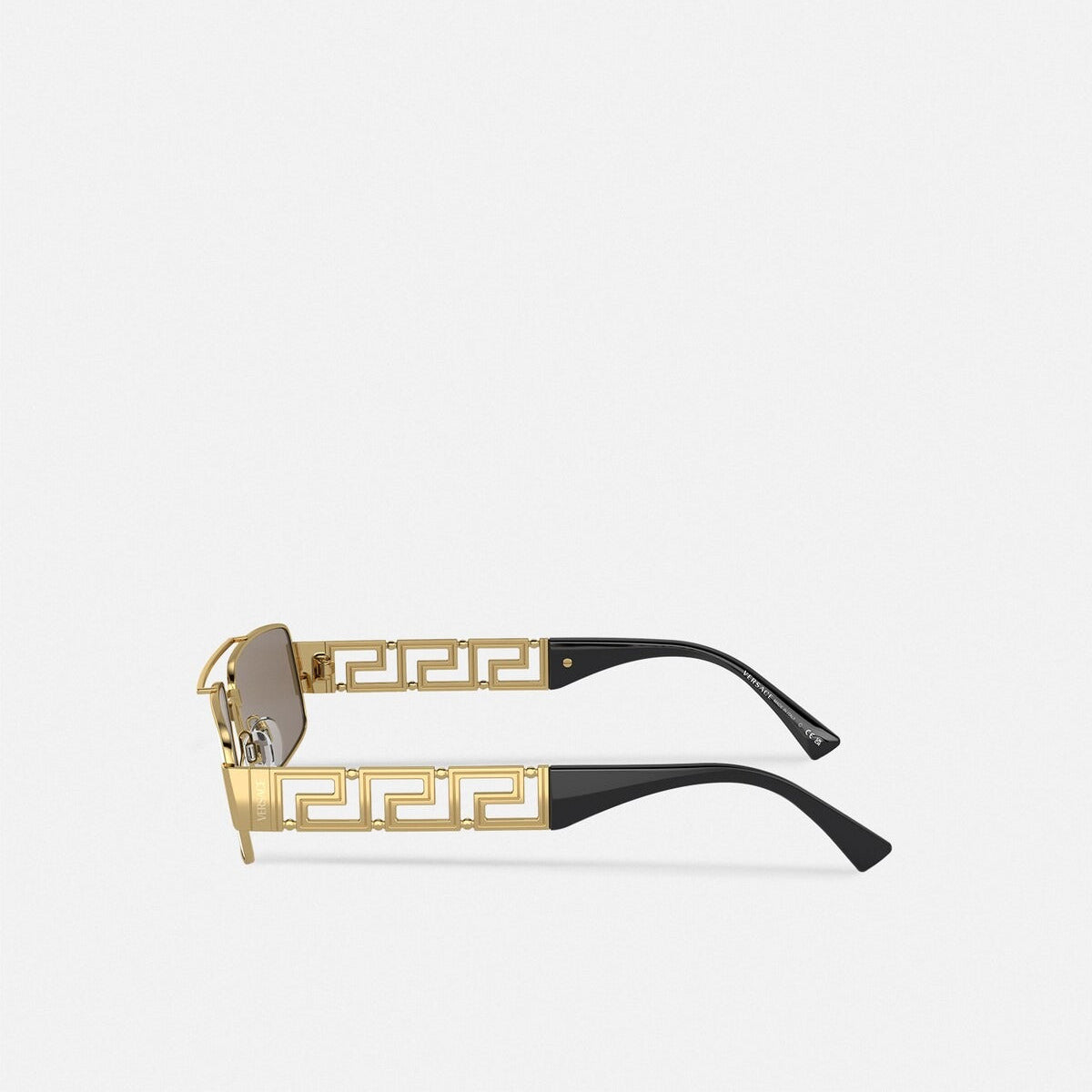 Versace Men Rectangular Frame Natural Gold Sunglasses